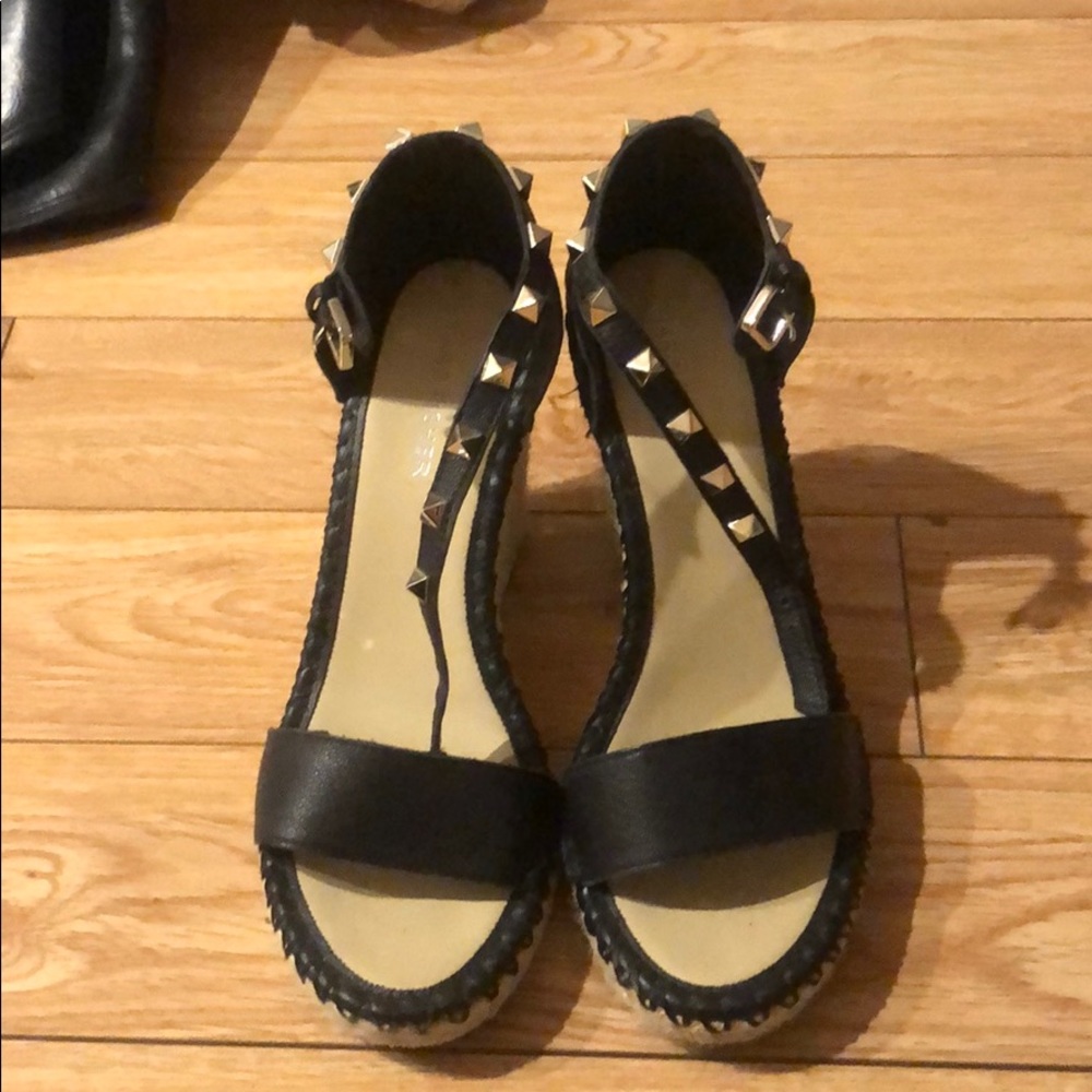 Marc fisher black studded wedge